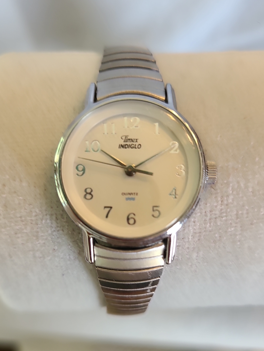 Timex Silver Tone Indiglo Watch with Cream Dial